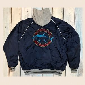 Cabelas Brand Mens Sport-fishing Dan Hernandez Blue Bomber Jacket Size Large